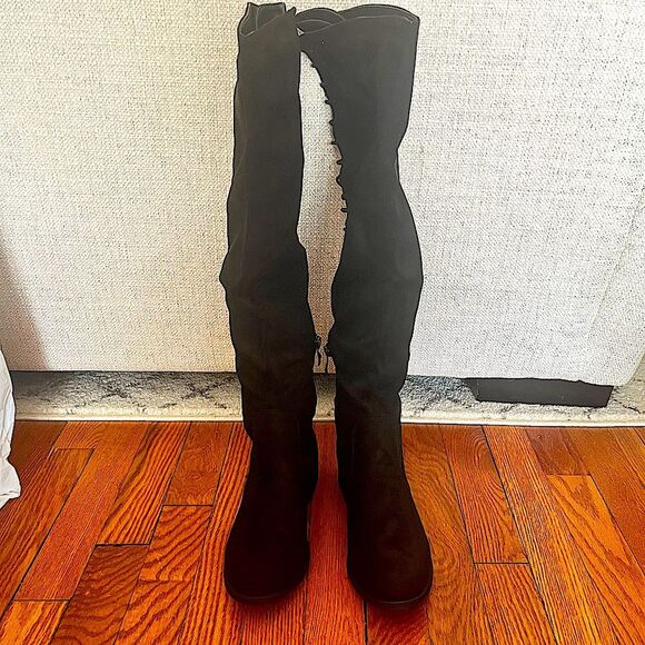 NIB French Connection Black Jasper Lace-up Over The Knee Boots Size 7.5 - Picture 6 of 10